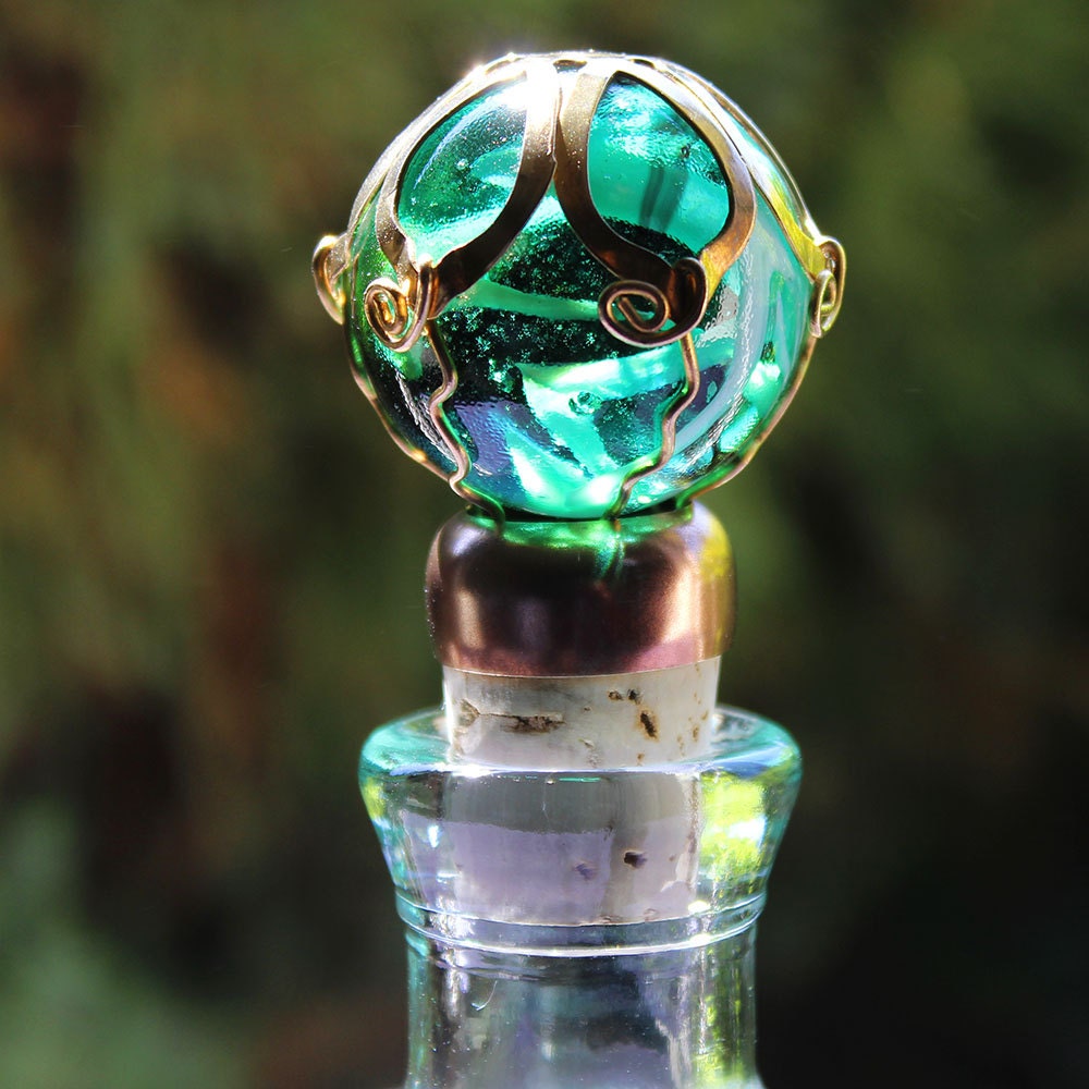 Wine Stopper Bottle Stopper Recycled Glass Wine by TeagardenArts