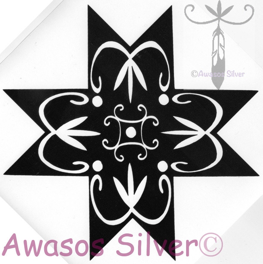 8 pointed star decal Wabanaki Mi'kmaq style