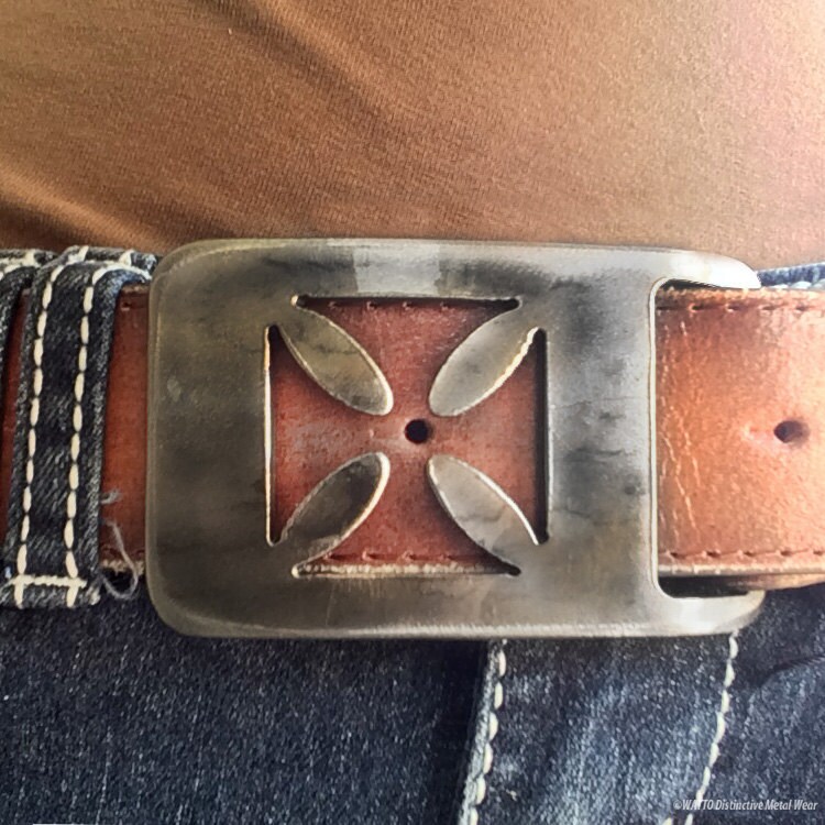 Iron Cross Rectangle Belt Buckle/ by WATTO by on Etsy