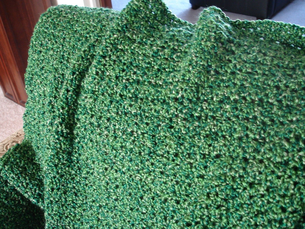 Emerald/Grass Green Afghan Throw Blanket