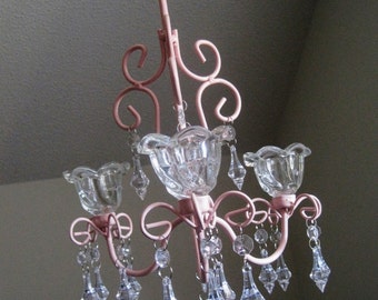 Pink Princess 3 Candle Chandelier MADE TO ORDER