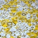 Vintage Bed Sheet - Mod Yellow and White Floral - Full Flat NOS