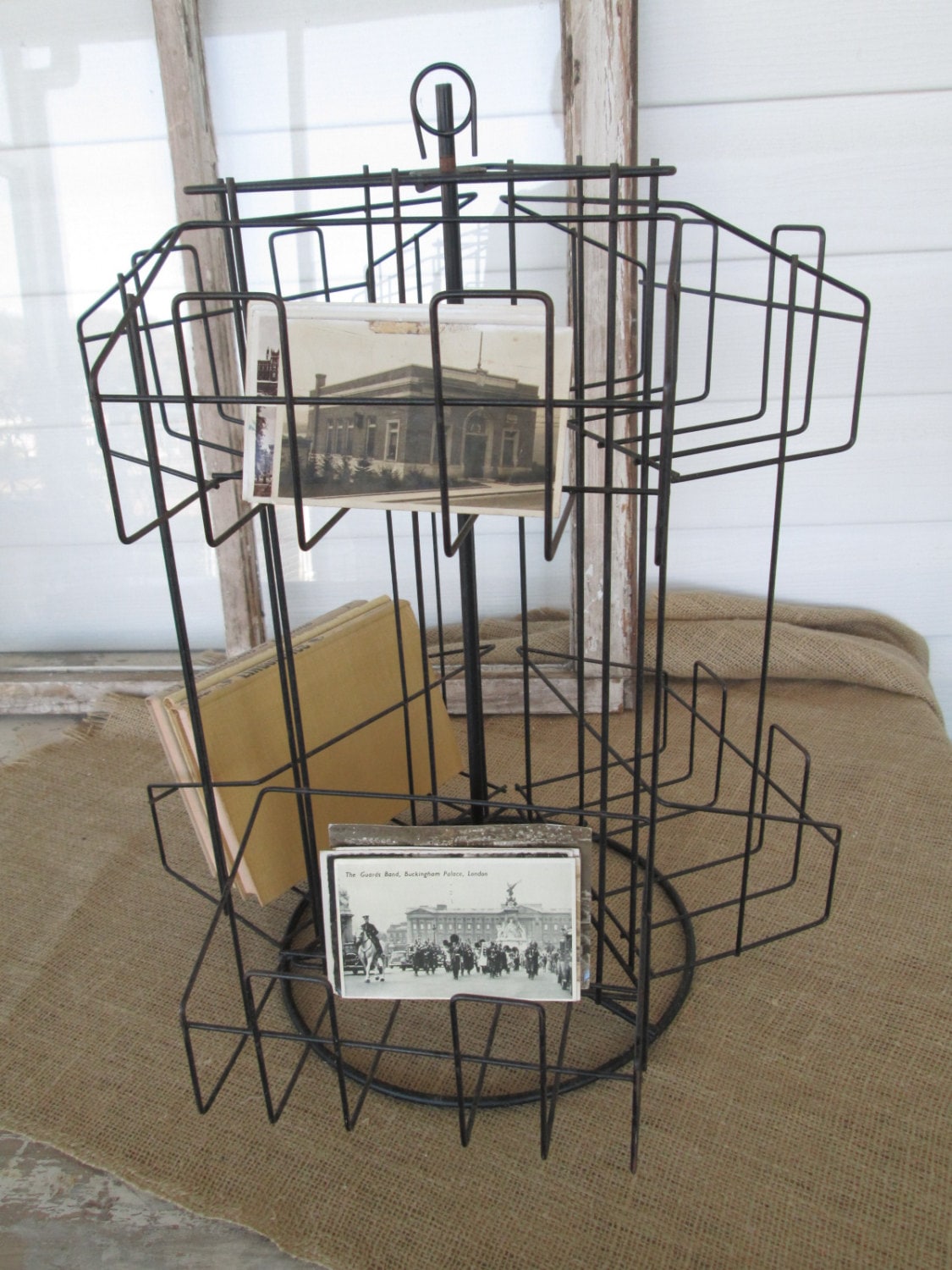Vintage Metal Wire Rotating Postcard or Pamphlet Display Rack