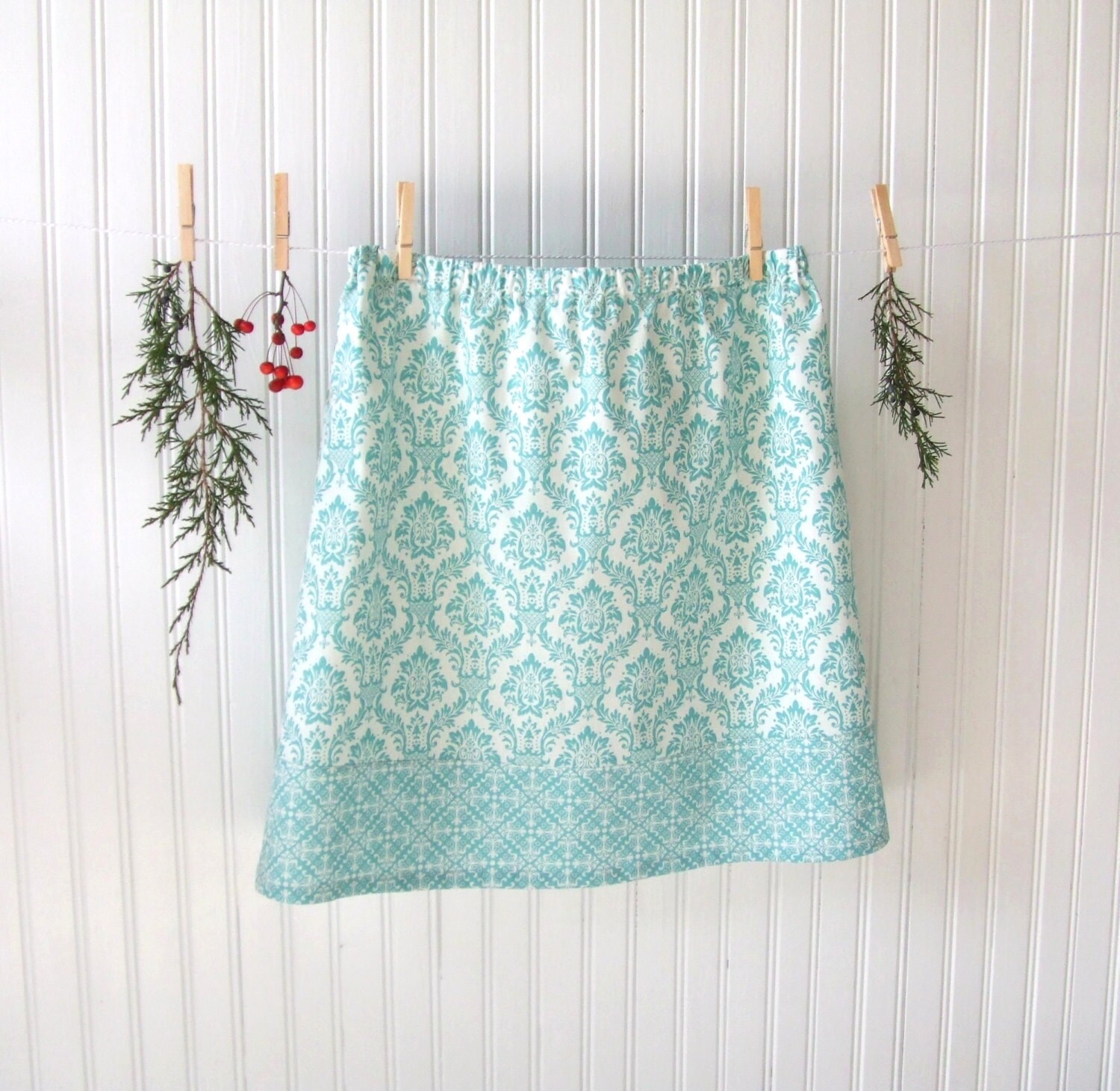 Women’s Cotton Skirt Mint Green Size 10 Filigree Spring Floral