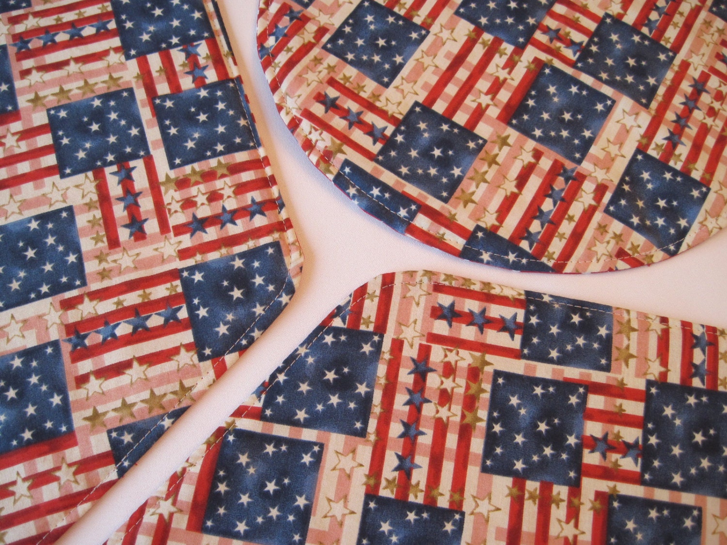American Flag Wedge Placemats Reversible set of 4 or 6 Red