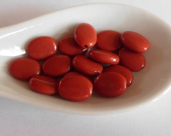 Vintage Lucite Beads- Rust Flat Oval -1960's Japanese