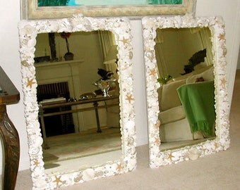 Beach Decor -- Seashell Mirror with Coral and Starfish - 24" x 36"