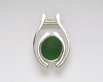 Sea Glass Jewelry - Sterling Green Sea Glass Pendant