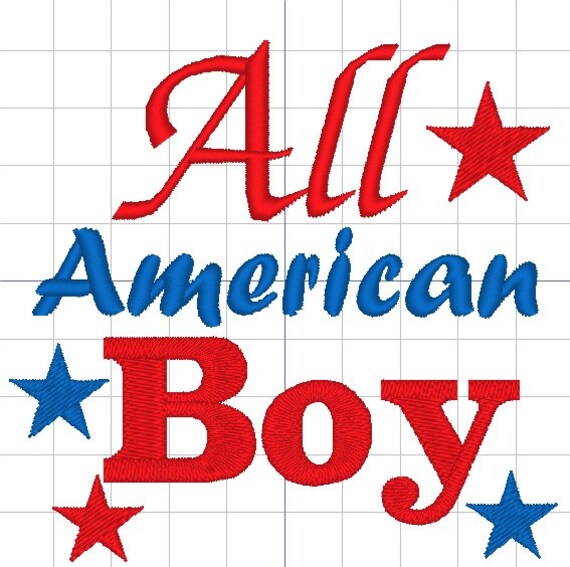 All American Boy Embroidery design pattern INSTANT Download
