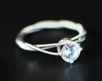 Guitar String Engagement Ring, Purity Ring, Birthstone Ring, Guitar String Jewelry, Unique Engagement Ring, Guitar Gifts, Wedding Ring