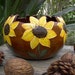 Reserved For Sylvia/ Sunflowers Painted Gourds Large Bowl Planter