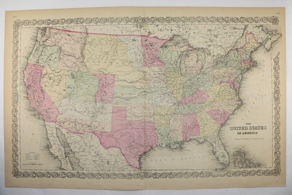 United States Map Rare 1859 Colton Map by OldMapsandPrints on Etsy