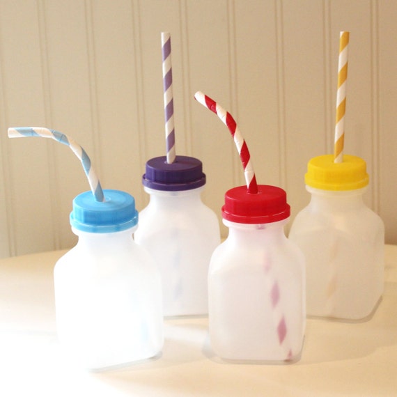 Items similar to 10 Cloudy Plastic Milk Jars & Lids, Small 8 Oz. Jar