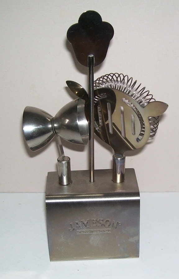 Jameson Irish Whiskey Cocktail Mixing Metal Barware Accessories, Ice strainer, Cocktail Stirrer
