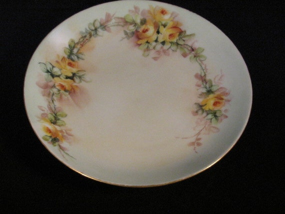 Antique Welmar China Porcelain Germany Hand Painted Yellow