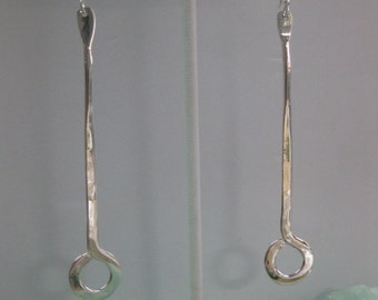 Sterling Silver Long Loop Dangle Earrings