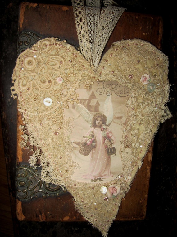 Edwardian Angel Girl in Pink Vintage Lace by sweetinspirations