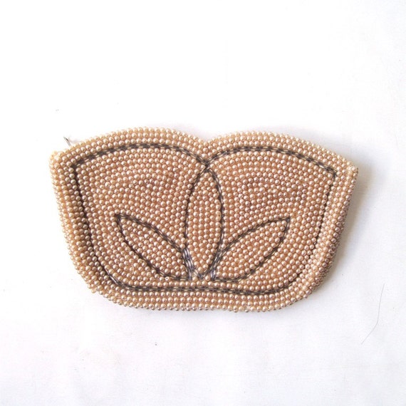 vintage beaded purse pearls flower clutch bag by RecycleBuyVintage