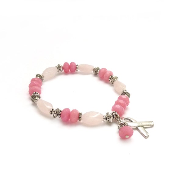 Rose Quartz Breast Cancer Bracelet Pink Jade Survivor