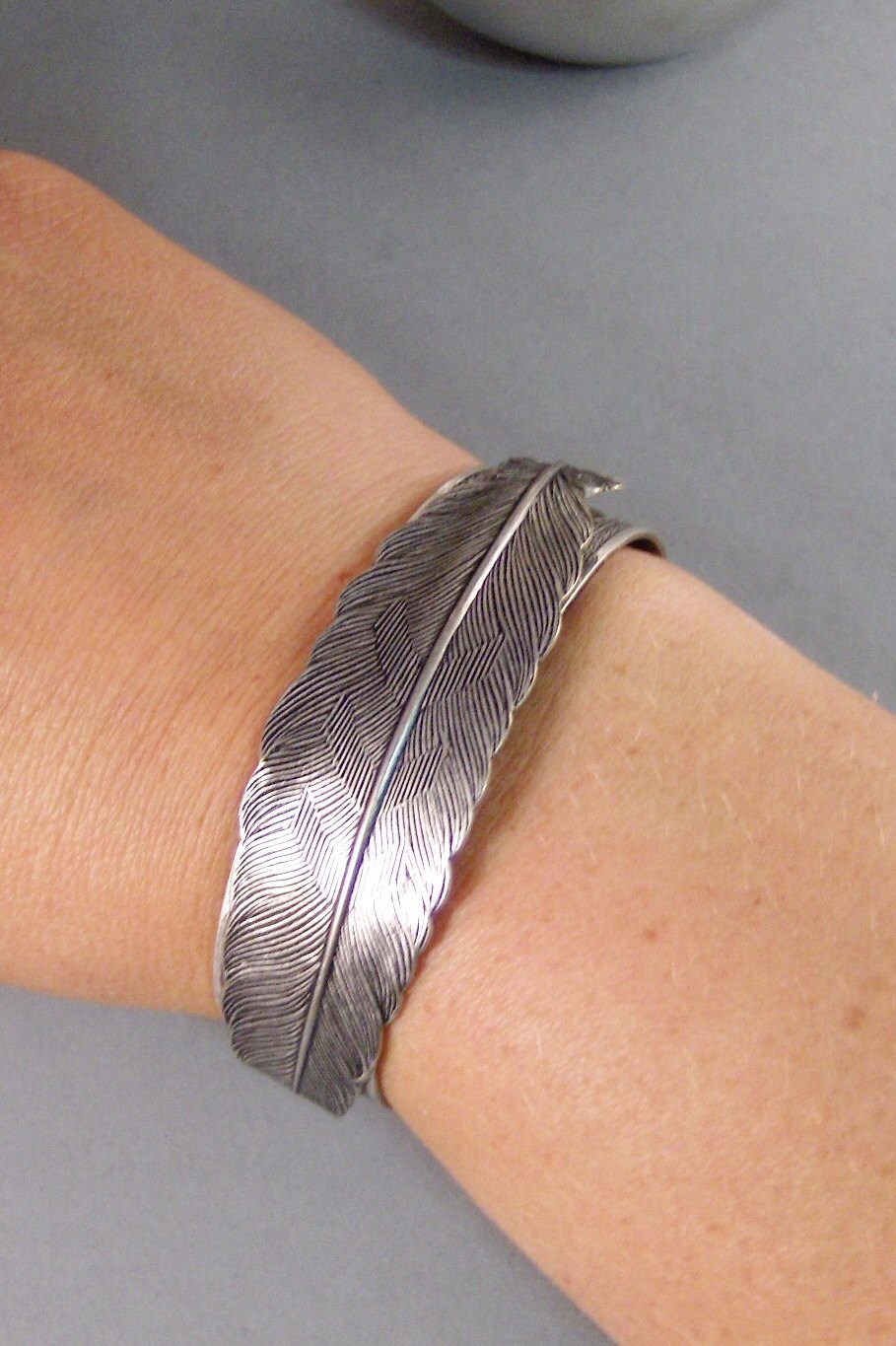 Feather BraceletCuffSilver BraceletCuff