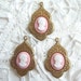 Vintage pink and white lady cameos set in antique brass settings (2) - SS96