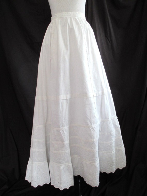 Antique slip petticoat late 1800's white cotton