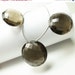Smoky Quartz Briolettes, Coins, Lentil Beads, Faceted - Trio - Pair is 18mm - Focal is 19.8mm