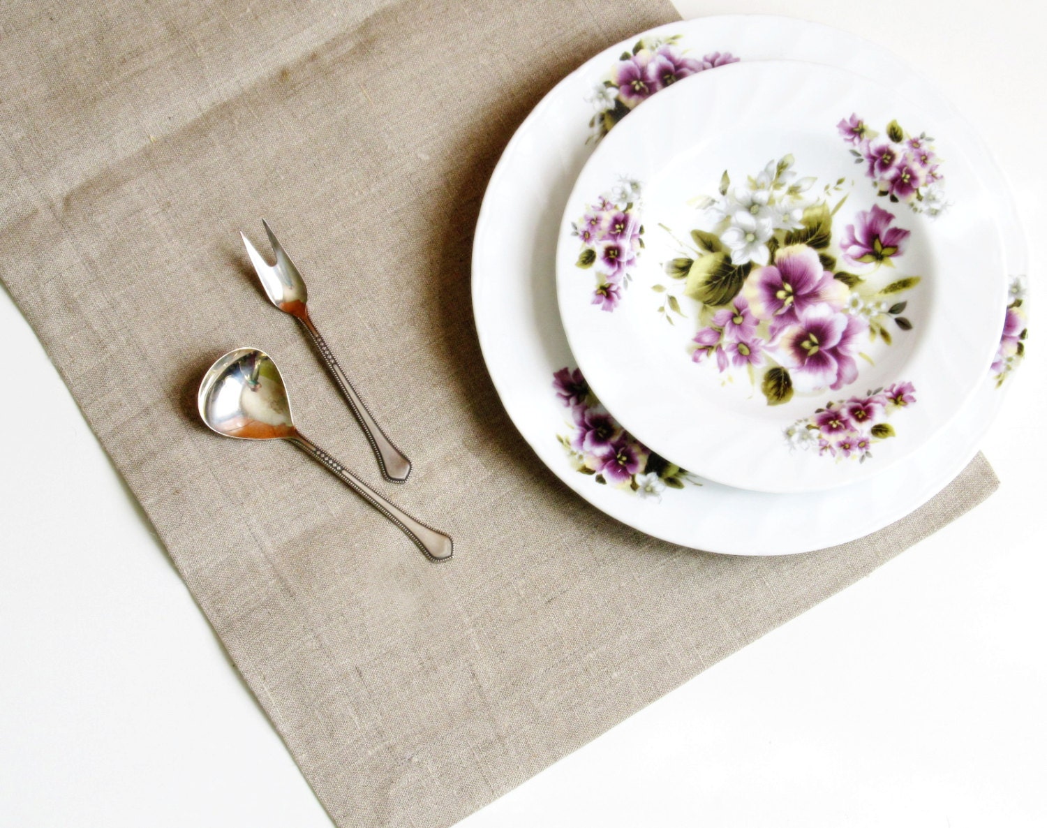 Gray Linen Table Runner Handmade Linen Table Cloth Wedding