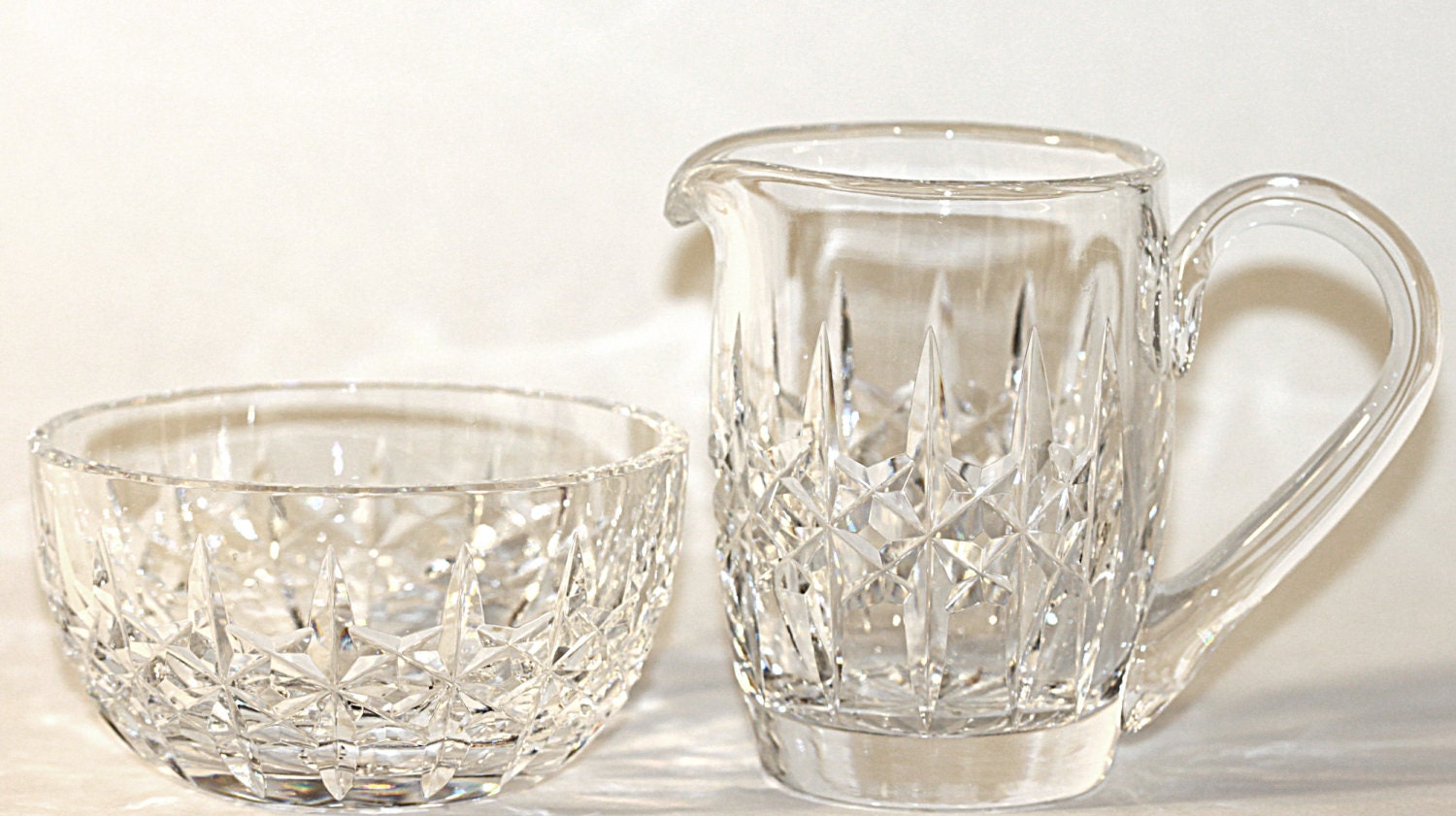 Sugar and Creamer Set Waterford Lismore Crystal Vintage