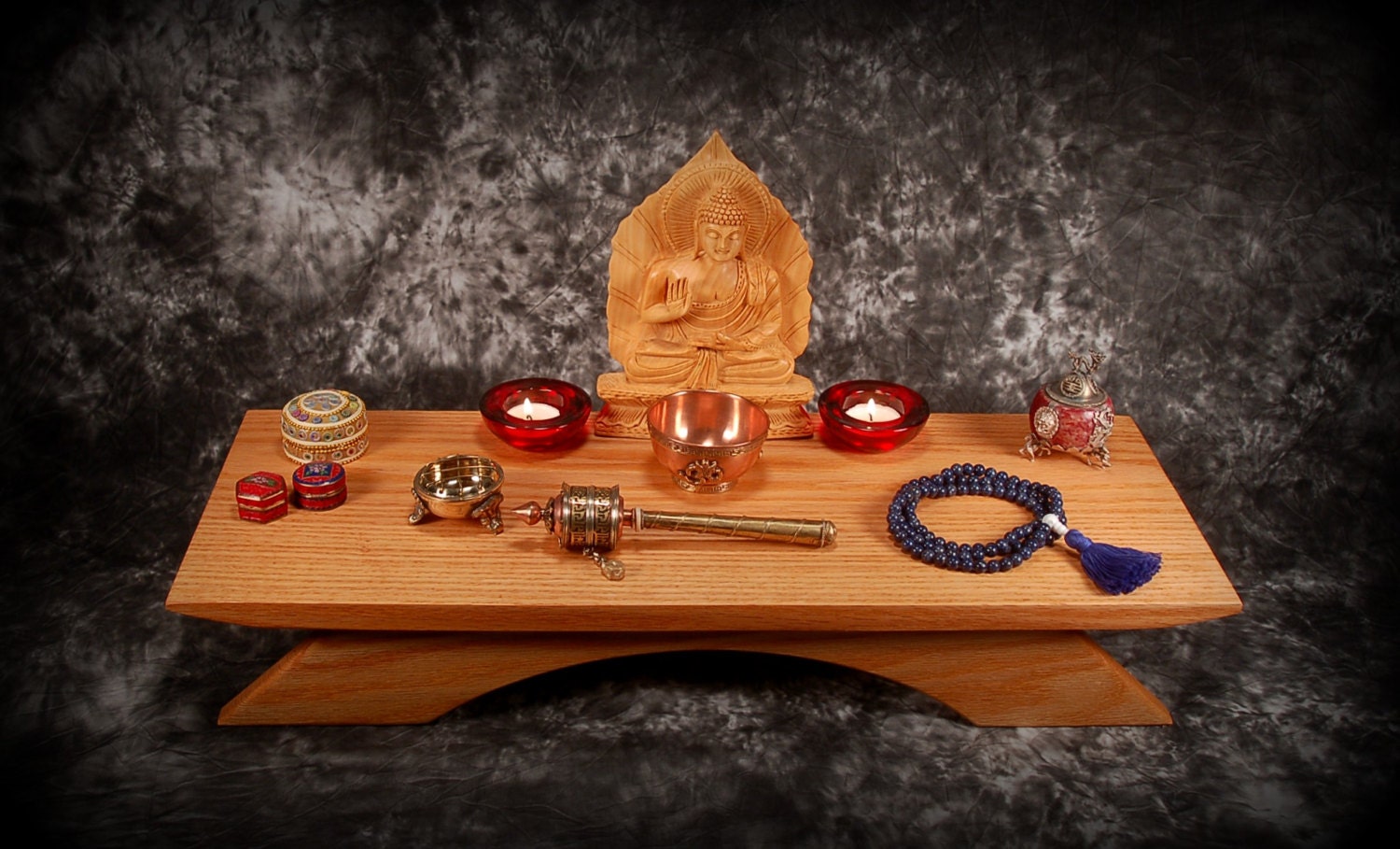 Solid Oak Table Top Puja table Meditation shrine Altar