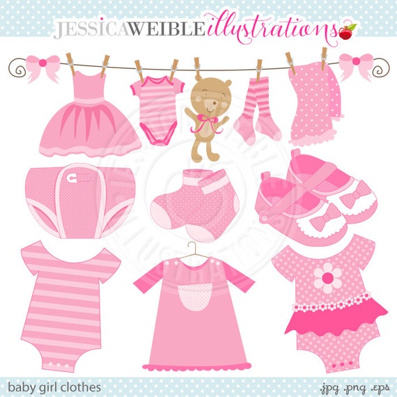 Baby Girl Clothes Cute Digital Clipart by JWIllustrations on Etsy