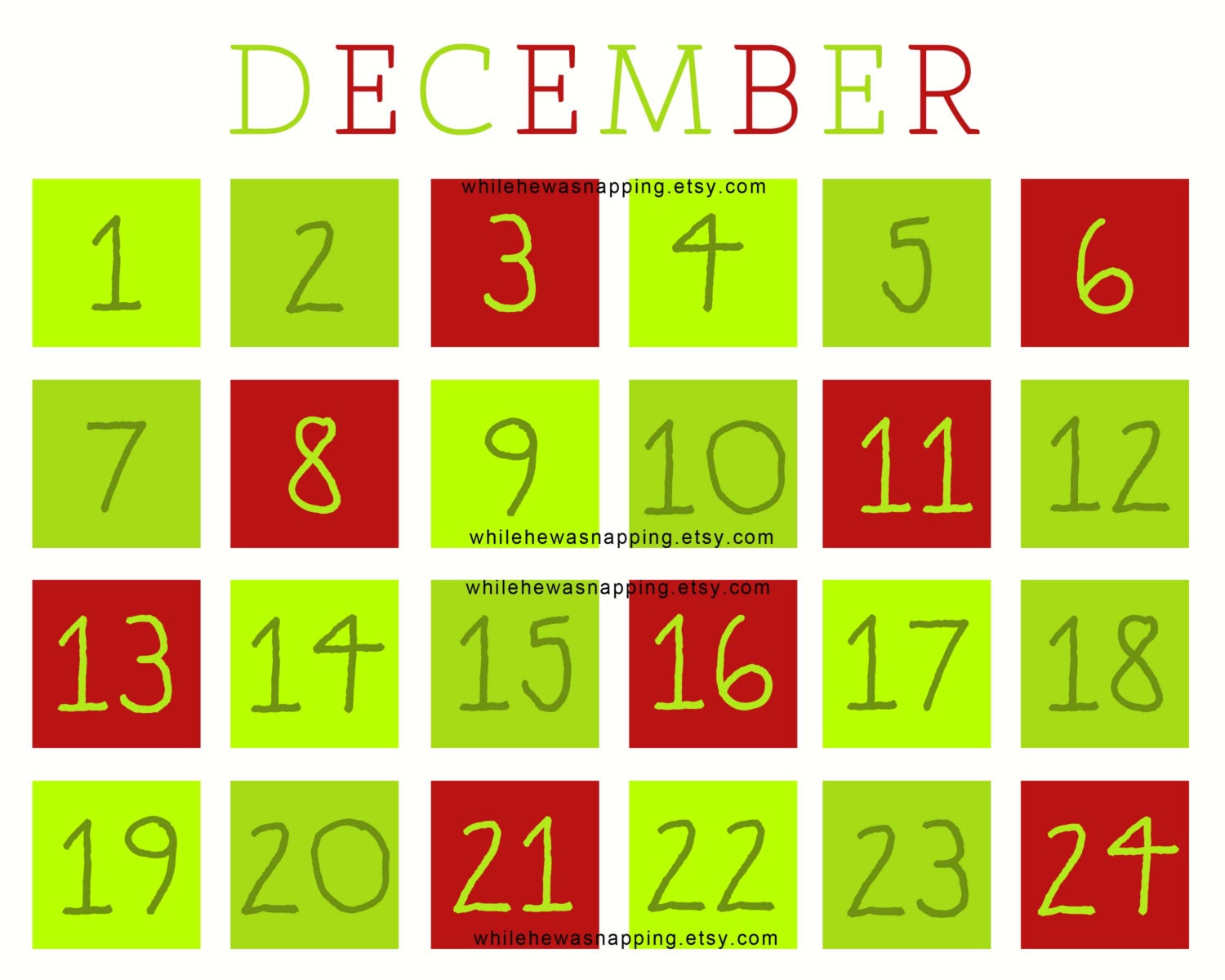 Christmas Countdown Printable Calendar With Activities