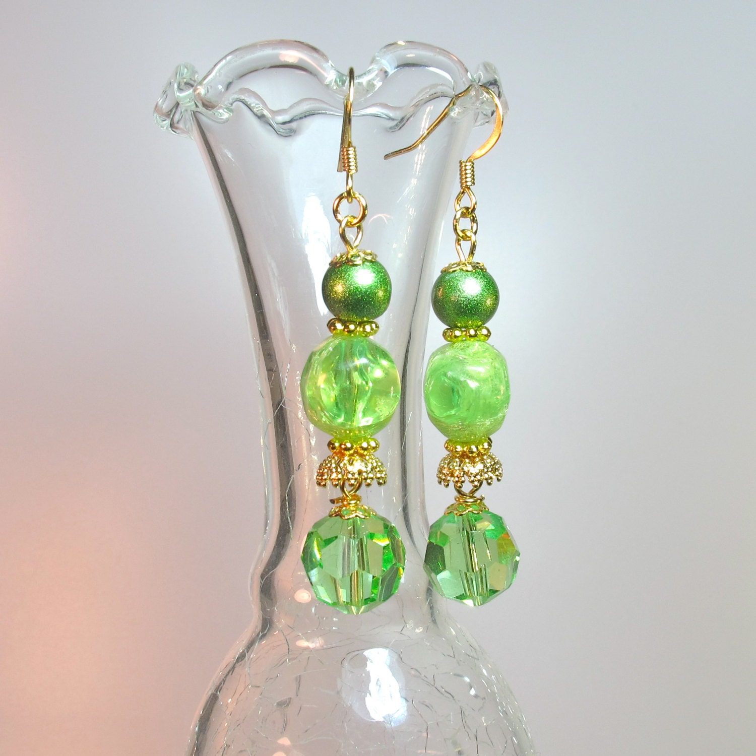 Handmade Juicy Lime Green Earrings Light Green Earrings