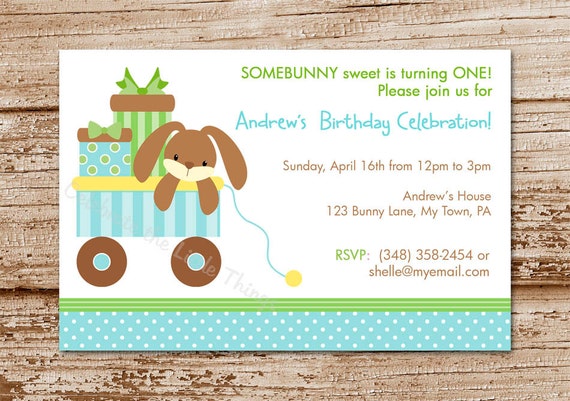 Bunny Invitation | Bunny Rabbit | Personalized | Blue (Printable / Digital) Il_570xn