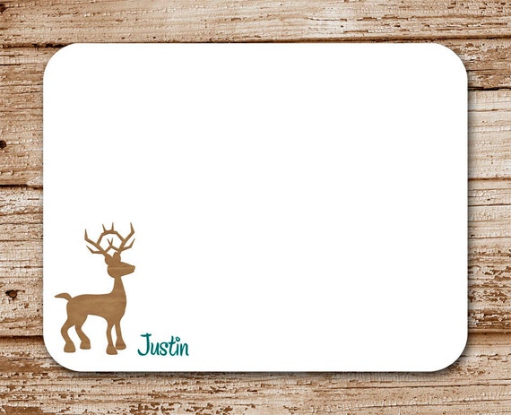 Set of 12 Personalized Note Cards, Notecards, Stationery | Flat Cards | Deer, Hunting, Outdoors, Reindeer Il_570xn