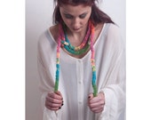 Colorful Long Necklace Scarf Handknitting Colorful Long Necklace Scarf Handknitting