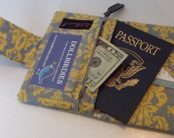 Dollbirdies Small Passport Wallet with ID Window and Zipper Pouch