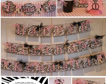 Minnie Mouse zebra -1st Birthday Party Package