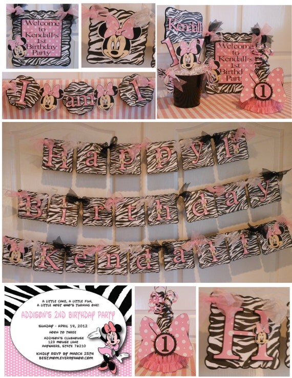 Minnie Mouse zebra -1st Birthday Party Package Il_570xn