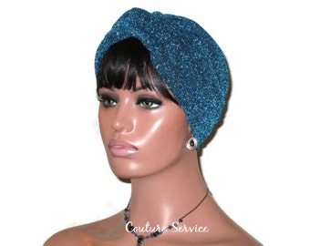 Blue Turban, Teal Blue Turban, Metallic Turban, Women's, Handmade, Fashion Turban, Teal Twist Turban, Turbin, Turban Hat, Full Blue Turban
