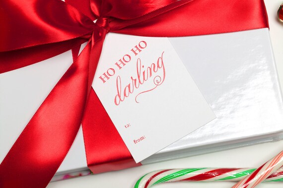 Holiday Gift Tag - Letterpress Foil Printed Set of 12 Tags - Ho Ho Ho Darling by Flair Designery Il_570xn