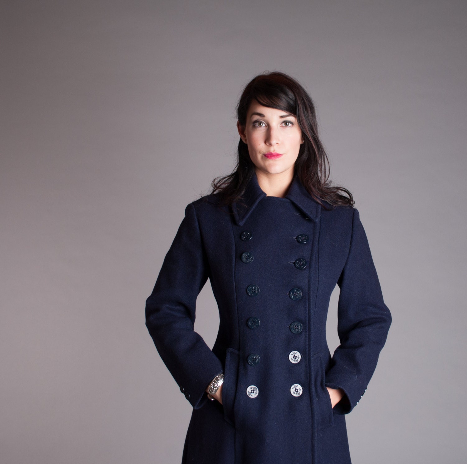 Vintage 1960s Navy Coat Womens Military Coat Cambridge