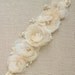 Sash Bridal, wedding champagne floral sash belt, beige nude latte tan ivory 5 flower, rustic vintahe corsage, ribbon belt lace STYLE RN5-103