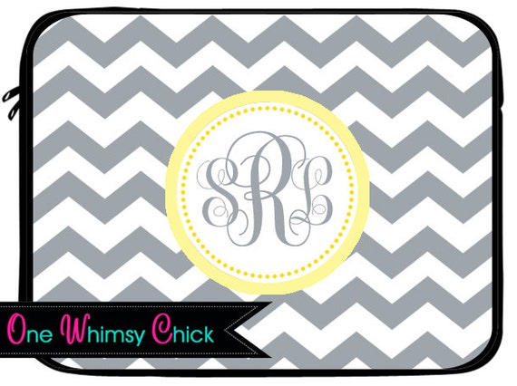 Personalized Chevron Pattern Laptop Sleeve, Monogram Laptop Case, MacBook Sleeve, iPad Case, Choose Colors Il_570xn
