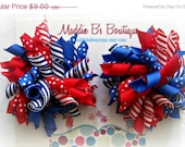 Xmas in July 25% OFF 4th of July USA Red White & Blue korker hair bows-hair bows 4th of July pigtail bows-Made by Maddie B's Boutique on Ets