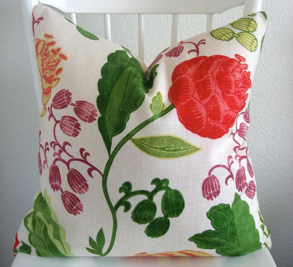 Wendell Primary bright large floral 20x20 decorative pillow