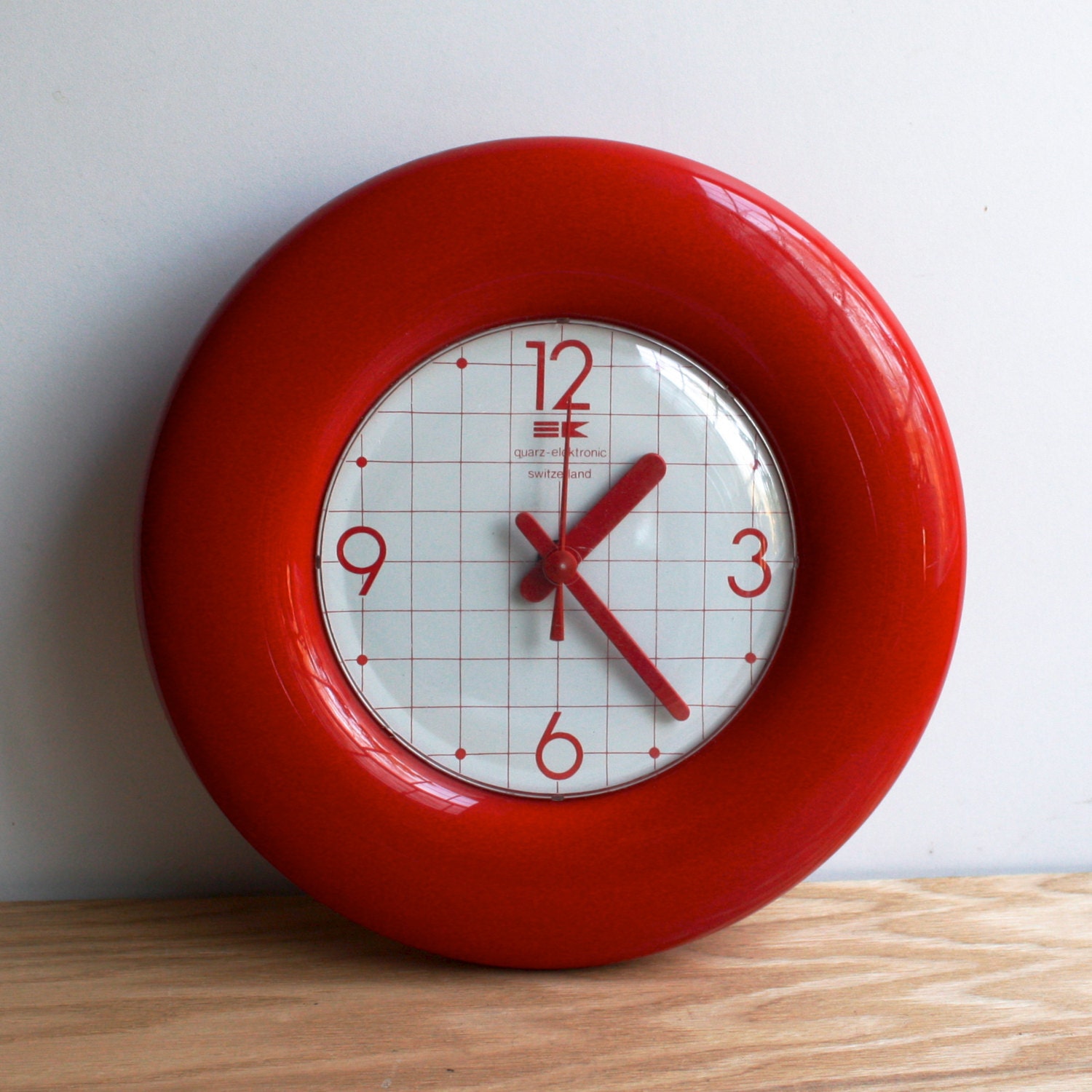 Vintage Bengt Ek Design Wall Clock Red White