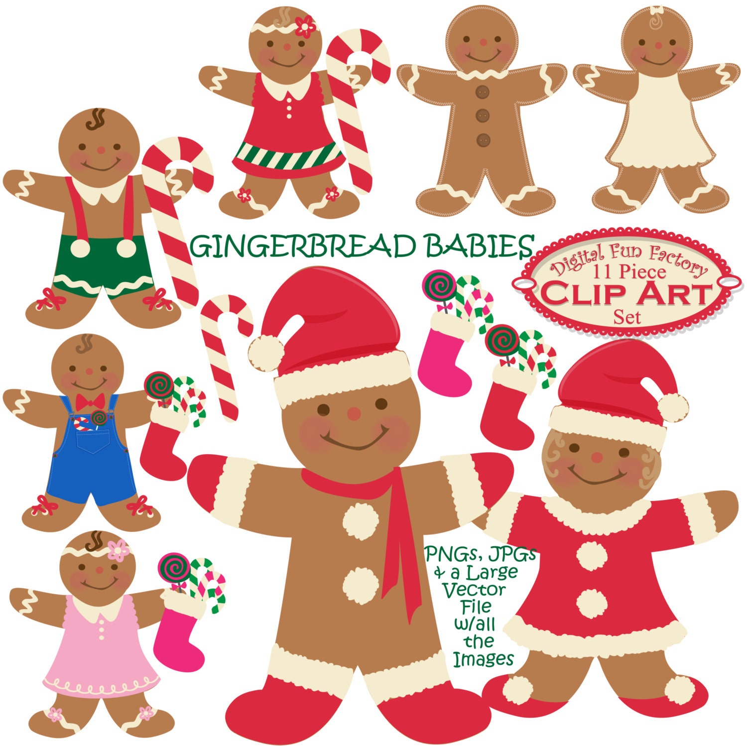 Christmas Clipart: Gingerbread Man Christmas by DigitalFunFactory