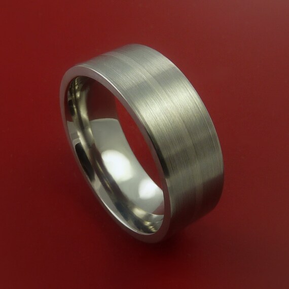  Titanium  and 14K WHITE  GOLD  Wedding  Ring  Custom Made Band Any