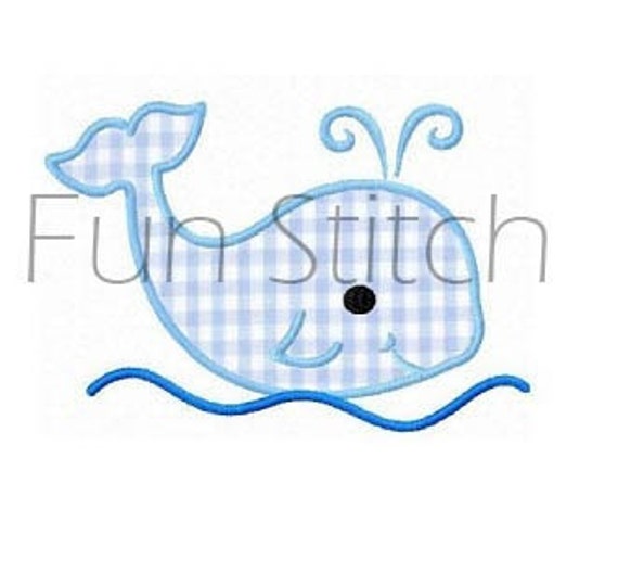 whale applique machine embroidery design